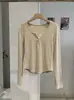 Camisa básica KEKEZOON de manga comprida, gola semiaberta macia em V, nova coleção de outono, camiseta 9159 de caxemira de proteína amiga da pele
