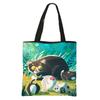 Bolsa de Tela de Gato de Dibujos Animados, Bolso de Hombro Grande de Poliéster Estampado para Mujer, Bolsa de Compras de Doble Capa para Salidas, Bolso Cruzado Versátil
