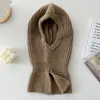 Balaclava da Coreia do Sul chapéu de lã tricotado de inverno cachecol de pescoço à prova de frio para equitação cachecol quente integrado