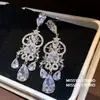 Pendientes de Borla con Forma de Corazón y Lágrima de Piedras Preciosas Deslumbrantes Italianos, Pendientes Estilo Palacio con un Toque de Lujo Ligero y Gama Alta, Pendientes Exagerados para Mujer