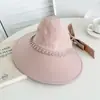 Nuevo Sombrero de Sol Estilo Coreano Versátil para Mujer Sombrero de Pescador Primavera Verano Ala Ancha Protección Solar Sombrero de Sol con Lazo