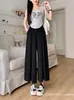 Pantalones Falda de Cintura Alta Estilo Coreano 2026 Primavera/Verano Nuevos para Mujer, Fluidos, Adelgazantes, Versátiles, de Pierna Ancha para el Trabajo