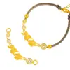 Pulsera de Cuerda Trenzada Marrón Retro con Cadena de Peces Koi Dorados Brillantes 24K y Diamantes Cepillados - Mismo Estilo que la Tienda de Oro Puzuo para Mujeres