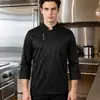 Uniforme de trabalho de chef, de manga comprida, para outono e inverno, adequado para hotéis, restaurantes ocidentais, cozinhas de apoio, padarias e refeitórios; roupas de trabalho respiráveis para homens e mulheres na cozinha
