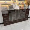 Gabinete de Exhibición Retro de Madera Maciza para Esmalte de Uñas, Gabinete de Almacenamiento para Esmalte de Uñas, Gabinete de Almacenamiento para Gel de Uñas, Gabinete de Exhibición de Pie para Salón de Uñas