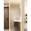 Divisória Moderna de Vidro Temperado de Luxo Leve Tela com Tira de LED Luminosa para Entrada de Hotel, Escritório, Sala de Estar, Banheiro