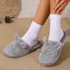 Pantufas de Pelúcia de Gato Desenho Animado Algodão Casa Interior Quente Solado Macio Antiderrapante Bico Fechado Pantufas Peludas Personalizadas