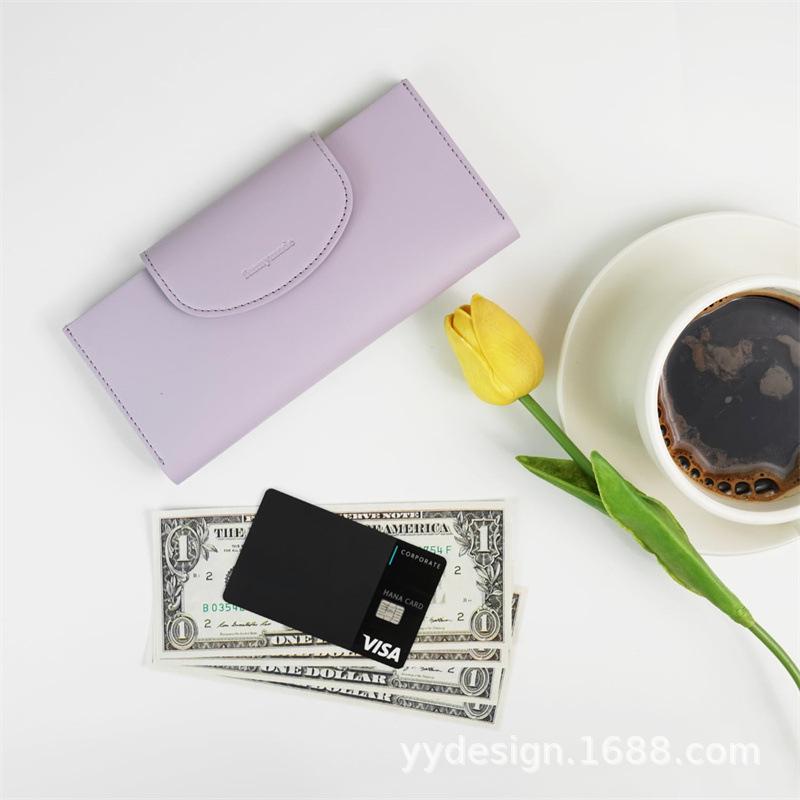 女士一体式长款双折双层PU 皮革钱包