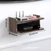 Conjunto de Gabinete de TV de Madeira Maciça Suporte de Parede sem Furos para Decodificador Decoração de Parede para Sala de Estar Quarto Caixa de Armazenamento para Roteador