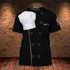 AliExpress transfronteiriço camiseta masculina de manga curta personalidade chef restaurante impressão 3D casual solta manga curta venda direta da fábrica