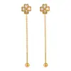 Nuevos Pendientes Coreanos de Nicho Combinación de Cuatro Corazones Trébol de Cuatro Hojas Estilo Ins Moda Elegantes Versátiles Pendientes de Acero de Titanio