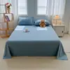 Lençol de Cama de Algodão Lavado de Cor Sólida, Estilo Simples, Adequado para Dormitórios de Estudantes, Pode Ser Usado para Dormir Nu, Lençol de Cama Individual para Crianças, Roupa de Cama