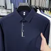 Camisa polo de manga larga antibacteriana de nailon 7A sin costuras con botones de presión para hombre, nuevo estilo otoño 2026, cuello camisero, camiseta casual para hombre