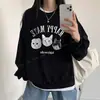 Moletom Americano Retrô Estilo Preguiçoso Outono e Inverno Novo Gola Redonda para Mulheres Estilo Coreano Solto Casual Veludo com Capuz Pulôver Top