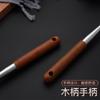 Colador de acero inoxidable 304 para cocina doméstica, colador de pimienta frita con orificio denso para fugas, cuchara para albóndigas, colador con mango de madera para ollas calientes.