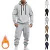 Conjunto de sudadera con capucha y pantalones de chándal casuales de otoño e invierno para hombre, con forro polar, para exteriores, transfronterizo europeo y americano