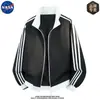 Jaqueta de alta qualidade, luxo leve, moderna, com três listras, da marca NASA, para homens, outono, casual, solta, moda, casaco versátil
