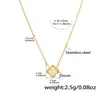 Pingente de Trevo de Quatro Folhas da Sorte Colar e Brincos de Aço Titânio para Mulheres Flor Dourado 18K Conjunto de Corrente para Clavícula Personalizado Novo Modelo 2025