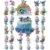 25 Piezas Venta Caliente Stitch Dibujos Animados Decoración de Cumpleaños Festival Fiesta Infantil Tarjeta Inserto para Pastel Venta al por Mayor