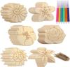 Transfronteiriço novo 60 peças madeira inacabada em branco escultura de flor conjunto DIY pintura infantil artesanato de arte