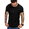 Camiseta Masculina Casual de Verão Moda Cor Lisa Gola Redonda Esportiva Casual Manga Curta