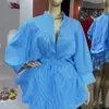 Roupas Femininas Europeias e Americanas 2025 Novo Estilo Outono Doce e Fresco Listrado Gola Lapela Manga Lanterna Camisa Saia de Cintura Alta Conjunto de Duas Peças