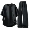 Traje de Seda de Hielo de Manga Corta para Hombre Nuevo Verano 2026, Conjunto Casual Deportivo de Dos Piezas Delgado con Diseño Desestructurado de Moda para Hombre