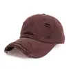 Boné de Beisebol Vintage Desgastado com Borda Crua Unissex Tendência Hip-Hop Cor Sólida Lisa Top Macio Chapéu de Sol