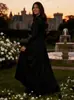 25 Novedades Otoño e Invierno Amazon Europeo y Americano Exportación Transfronteriza Elegante Vestido de Noche de Manga Larga con Escote en V Profundo Elegante Vestido de Cintura Alta
