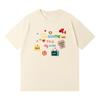 Camiseta Estampada de Algodão Puro Chique para Mulheres 2025 Verão, Estilo Coreano Redutora de Idade Ins Casual Camiseta Básica