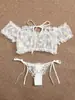Top Tubo Cruzado Europeo y Americano de Alta Elasticidad con Cordones en un Hombro Conjunto Sexy de Lencería Pura Deseo Sujetador y Bragas de Dos Piezas Transparente