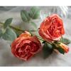 Flor Artificial Flor de Gema Rosa Decoração de Casa Rosa com Borda Queimada Flor Falsa Peônia com Borda Assada Flor de Seda