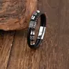 Atacado de fábrica novo pulseira de corda de couro vintage moda europeia e americana pulseira masculina pulseira trançada de couro de aço inoxidável da moda