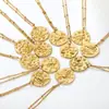 Collares de Doce Constelaciones Europeos y Americanos Transfronterizos Más Vendidos para Mujer, Cadena de Clip Redonda Irregular de Moda y Sencilla, Colgante, Joyería