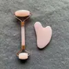 Venta Caliente Transfronteriza Jade Artificial Rodillo de Doble Cabeza Tablero Raspador en Forma de Corazón Traje Masajeador Facial Recipiente de Belleza Tablero Raspador