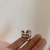 Anillo abierto de bagel con cuernos de rosca ancha de estilo industrial coreano de moda para mujer