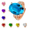 Gran Venta Anillo de Diamante Azul Grafito Grande Desnudo Anillo de Gema Topacio Chapado en Oro de 18 Quilates Diamante Zafiro Anillo Abierto