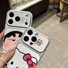 Estojo fofo de desenho animado Shin-chan Kitty adequado para Apple 17 Pro Max, Huawei, Xiaomi e Vivo com janela grande e capa macia