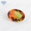 Anillo ovalado de color sintético con forma de huevo de turmalina y sandía, piedra desnuda, venta al por mayor, joyería de piedras preciosas