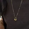 Colar Pingente Oval Geométrico Banhado a Ouro 18K Real Luxo Leve Nicho Toque de Alto Padrão Corrente para Suéter Colar Estilo Simples