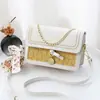 Bolso de Hombro Único con Cinta Lateral, Cadena y Estampado de Cuadros, Bolso Pequeño para Verano 2025, Bolso Cruzado de Mano, Bolso Cuadrado Pequeño Macaron