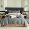 Conjunto de Quatro Peças de Algodão Bordado Leve de Luxo Amigo da Pele, Conjunto de Três Peças Bordado Simples, Conjunto de Roupa de Cama de Algodão de Fibra Longa Bicolor