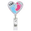 Acrílico Glitter Footprint Roupas Cuidados com o Bebê Encolhimento Rotativo Fácil Pull Crachá Scroll Enfermeira Médico Fácil Puxar Fivela