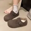 Colección de invierno 2026: Pantuflas de felpa estilo Birkenstock para mujer, versátiles, engrosadas y forradas de polar para mayor comodidad, diseño fácil de poner, zapatos cálidos de algodón y mocasines para mujer
