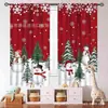 Cortinas de Natal transfronteiriças com estampas de floco de neve, árvore de Natal e boneco de neve, bandeiras de fundo para decoração de quarto de férias