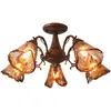 Lámpara de araña retro francesa para sala de estar y comedor, lámpara de pasillo de estilo medieval americano del Mar del Sur, lámpara principal de vidrio de múltiples cabezas