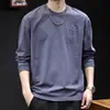 2025 Nueva Camiseta de Manga Larga para Hombre Tendencia de Otoño Versátil Ropa para Vestir por Capas Cuello Redondo Talla Grande Primavera y Otoño Elegante