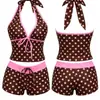 Nuevo Bikini para Mujer Retro Lunares Tira Halter Sexy Adelgazante Chica Caliente Traje de Baño para Resort de Aguas Termales Venta al por Mayor