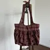 Nova Bolsa de Ombro de Grande Capacidade Xadrez de Outono e Inverno, Bolsa com Padrão Estilo Preguiçoso da Moda, Bolsa Tote Versátil