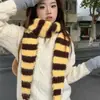 Bufanda Larga Fina Rayada Dopamina para Mujer Invierno 2025 Nuevo Estilo Coreano Calentador de Cuello Bufanda